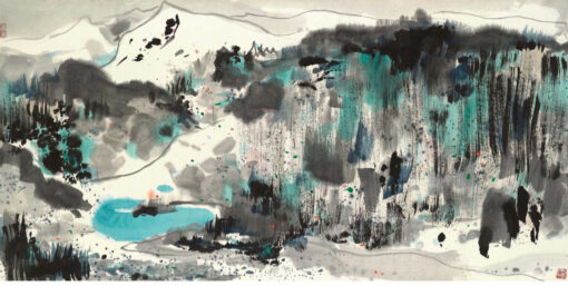 Wu Guanzhong ‘Fairy Lake (Yaochi)’ Chinese Landscape Oil Painting – Custom Canvas Art from DaFen Studio